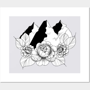 Floral Mountains Posters and Art